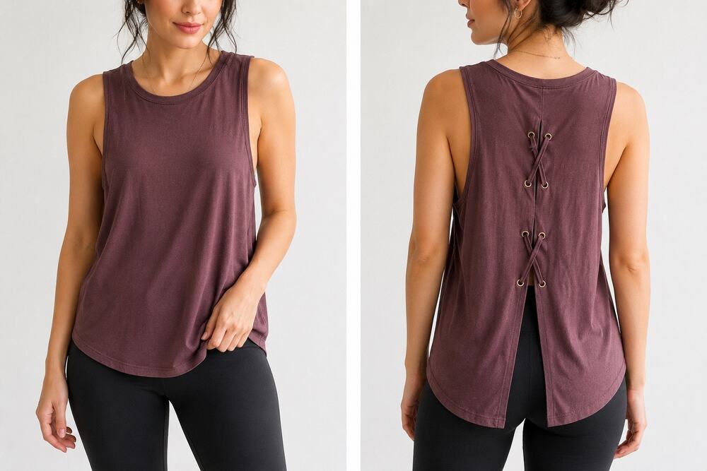 Victoria’s Secret Victoria Sport Burgundy Lace Up Open Back Tank Top Size M